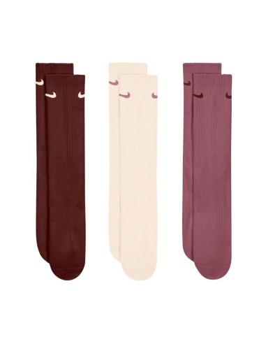 Skarpety nike everyday cushioned crew 3 pary brązowe, beżowe, różowe sx7664 915