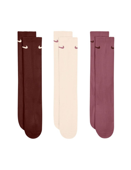 Skarpety nike everyday cushioned crew 3 pary brązowe, beżowe, różowe sx7664 915