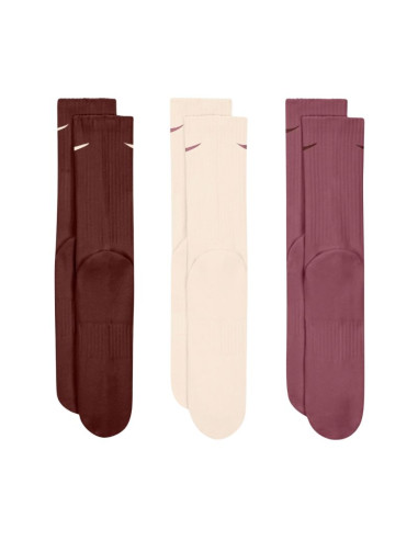 Skarpety nike everyday cushioned crew 3 pary brązowe, beżowe, różowe sx7664 915