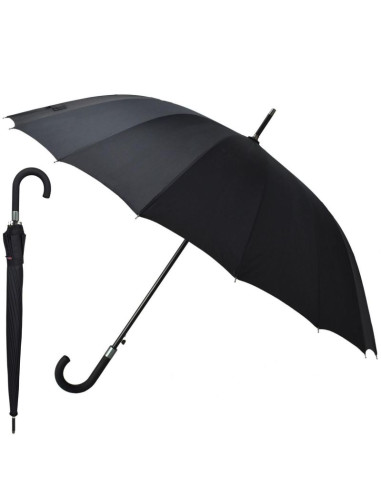 Parasol długi półautomatyczny 16 żeber czarny semi line