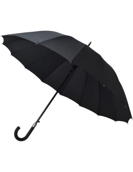 Parasol długi półautomatyczny 16 żeber czarny semi line
