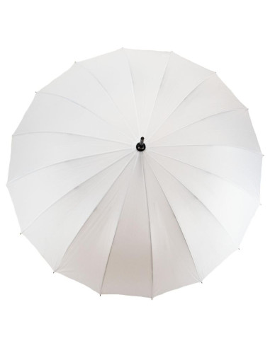 Parasol długi półautomatyczny 16 żeber biały semi line