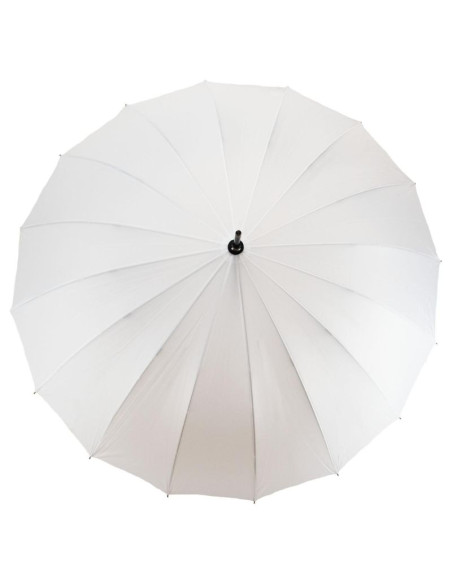 Parasol długi półautomatyczny 16 żeber biały semi line