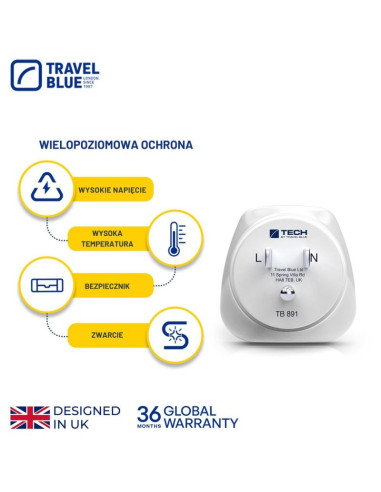 Travel blue przejściówka adapter shucko -  usa