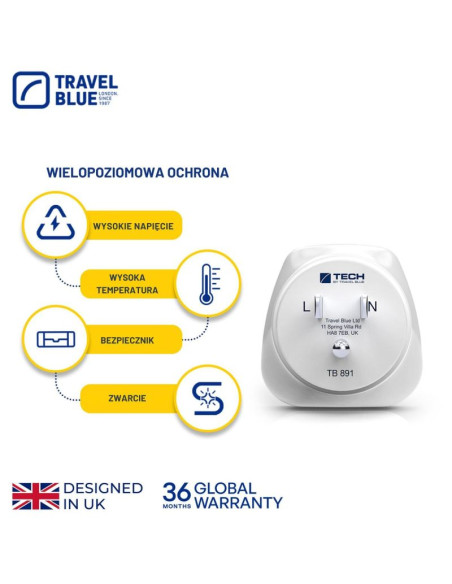 Travel blue przejściówka adapter shucko -  usa