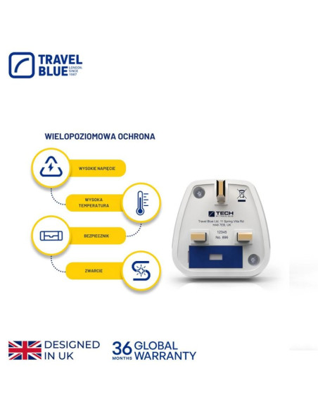 Travel blue przejściówka adapter shucko -  uk