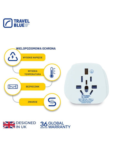 Travel blue przejściówka adapter uniwersalna świat -  shucko
