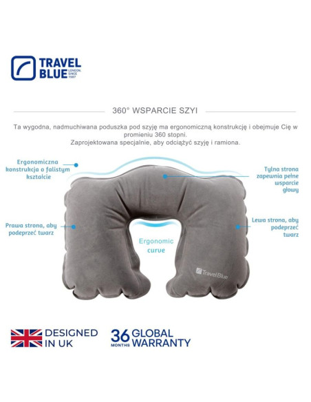 Travel blue poduszka na szyje  nadmuchiwana
