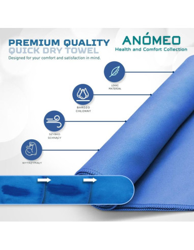 Ręcznik quick gry 80x40cm anomeo
