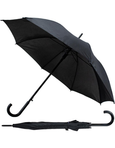 Parasol długi półautomatyczny z zawijaną rączką czarny semi line