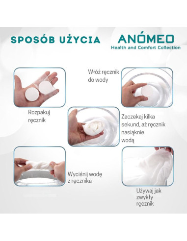 Skompresowane ręczniki jednorazowe 55x25 (6szt) anomeo