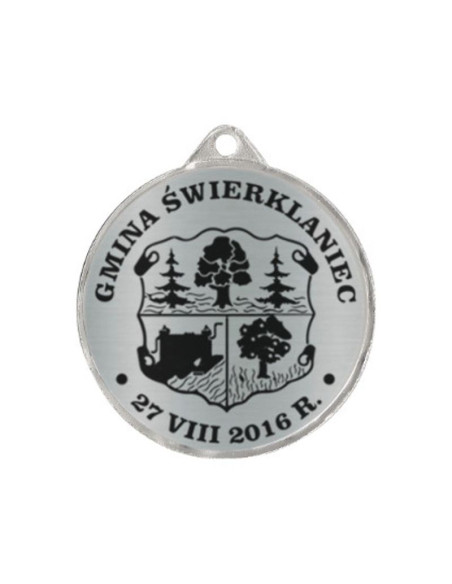 Medal metalowy z grawerowaniem na laminacie