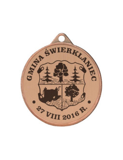 Medal metalowy z grawerowaniem na laminacie