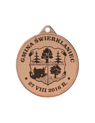 Medal metalowy z grawerowaniem na laminacie