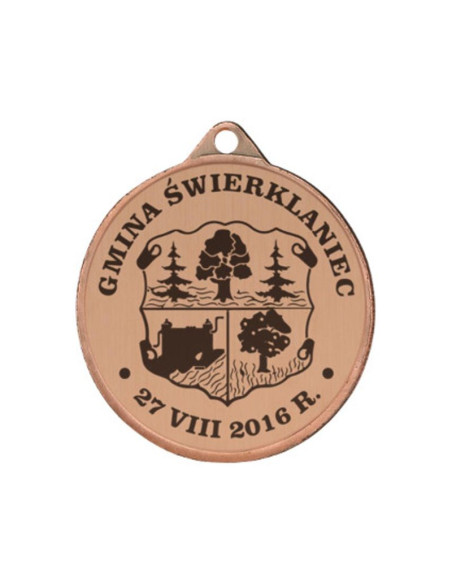 Medal metalowy z grawerowaniem na laminacie