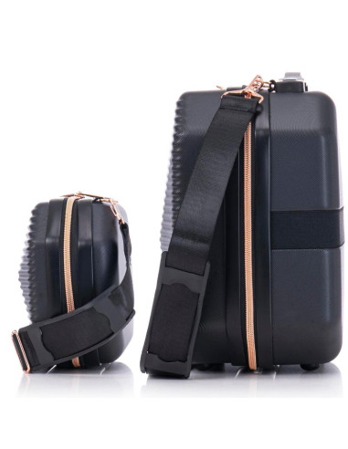 Zestaw kosmetyczka + torebka abs t5821-6 czarny semi line