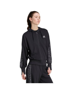 Bluza damska adidas seasonal essentials animal print 3-stripes full-zip hooded czarna ks8002