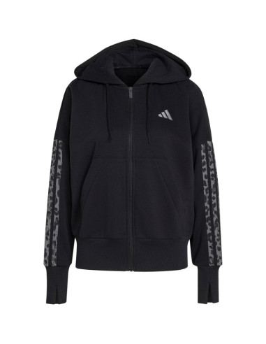 Bluza damska adidas seasonal essentials animal print 3-stripes full-zip hooded czarna ks8002