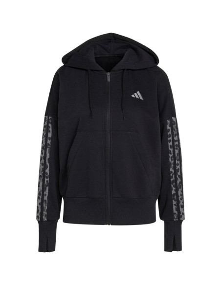 Bluza damska adidas seasonal essentials animal print 3-stripes full-zip hooded czarna ks8002