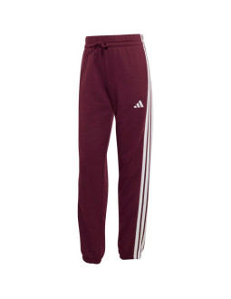 Spodnie damskie adidas essentials 3-stripes french terry cuffed bordowe kr1029