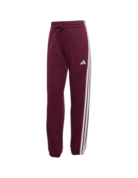 Spodnie damskie adidas essentials 3-stripes french terry cuffed bordowe kr1029