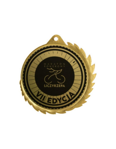Medal metalowy z grawerowaniem na laminacie