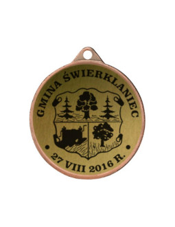 Medal metalowy z grawerowaniem na laminacie