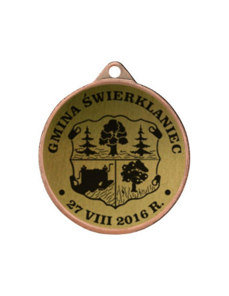 Medal metalowy z grawerowaniem na laminacie