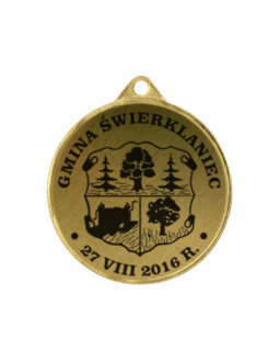 Medal metalowy z grawerowaniem na laminacie