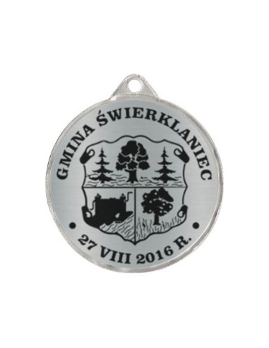 Medal metalowy z grawerowaniem na laminacie