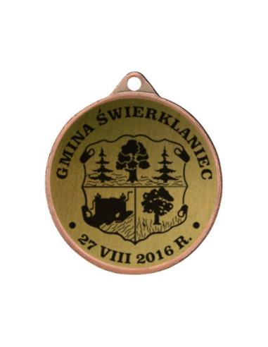 Medal metalowy z grawerowaniem na laminacie