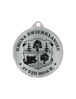 Medal metalowy z grawerowaniem na laminacie