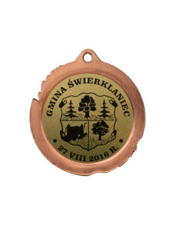 Medal metalowy z grawerowaniem na laminacie