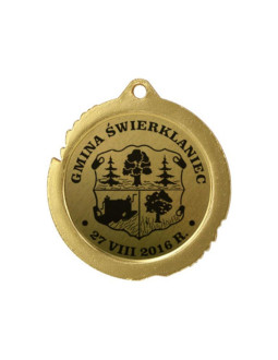 Medal metalowy z grawerowaniem na laminacie