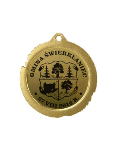 Medal metalowy z grawerowaniem na laminacie