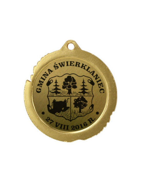 Medal metalowy z grawerowaniem na laminacie