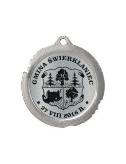 Medal metalowy z grawerowaniem na laminacie
