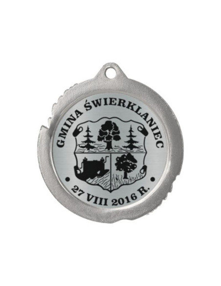 Medal metalowy z grawerowaniem na laminacie