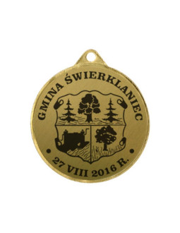Medal metalowy z grawerowaniem na laminacie