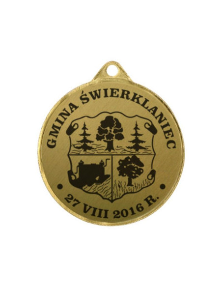 Medal metalowy z grawerowaniem na laminacie