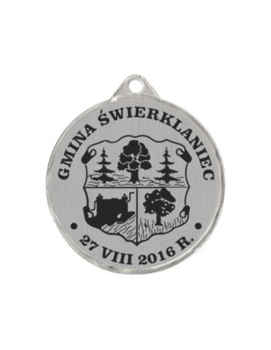 Medal metalowy z grawerowaniem na laminacie