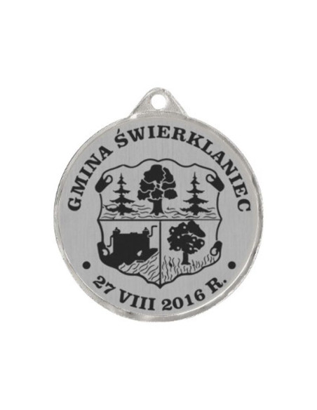 Medal metalowy z grawerowaniem na laminacie