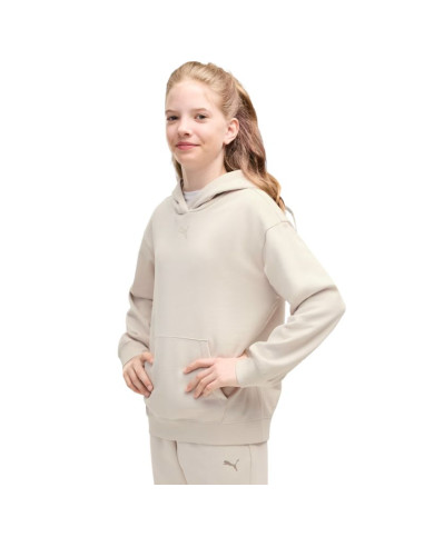 Bluza dla dzieci puma ess centered cat logo relaxed hoodie beżowa 692973 82