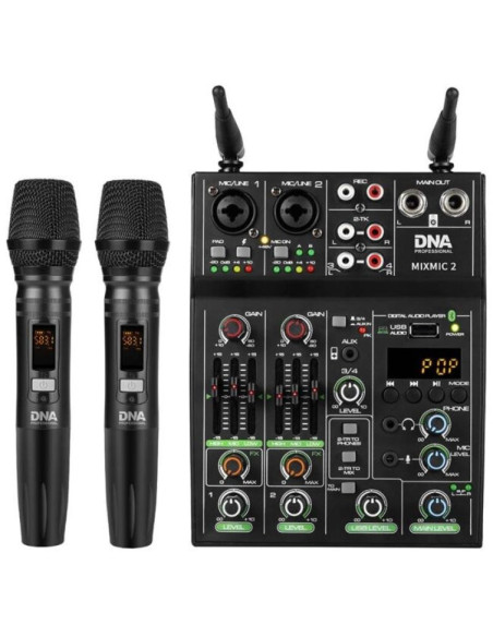 Dna mixmic 2 - zestaw (mikser audio usb + 2 mikrofony bezprzewodowe)