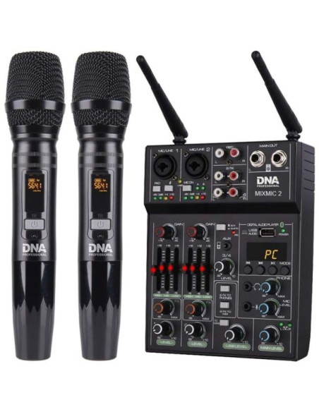Dna mixmic 2 - zestaw (mikser audio usb + 2 mikrofony bezprzewodowe)