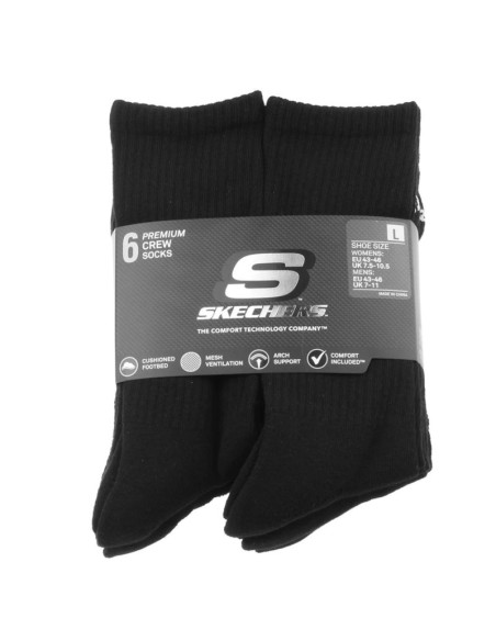 Skechers 6pk core crew lg socks s118220-blk czarne 43-46