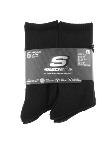 Skechers 6pk core crew lg socks s118220-blk czarne 43-46