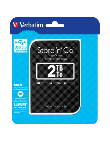 Verbatim przenośny dysk twardy store 'n' go usb 3.0 portable hard drive 2 tb — czarny