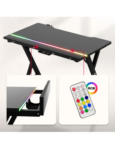 Biurko gamingowe huzaro hero 2.4 rgb black