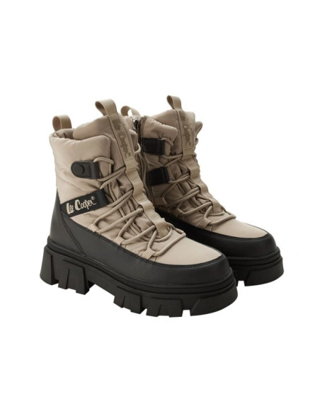 Lee cooper buty zimowe damskie beżowe ocieplane botki na zamek